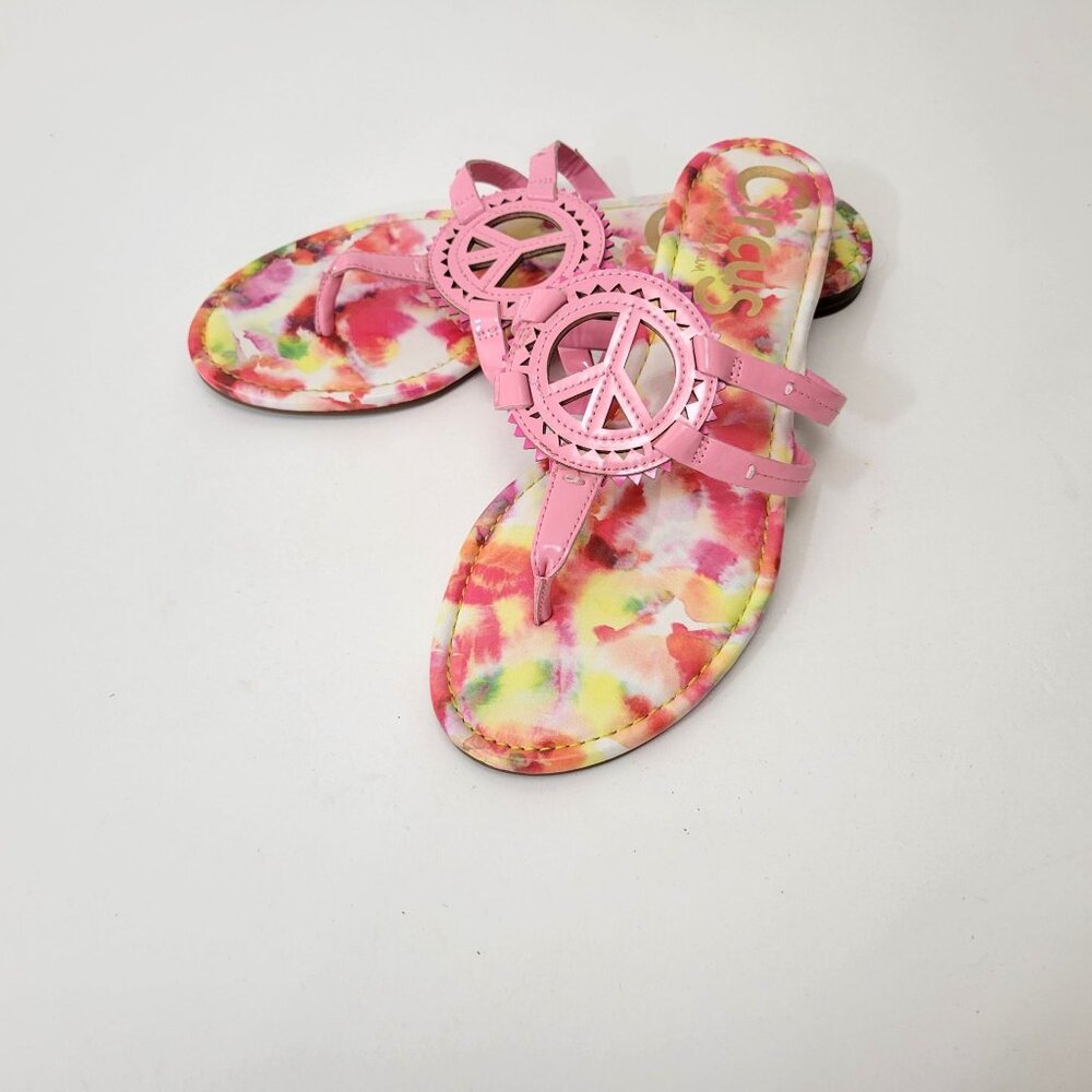 Circus By Sam Edelman Womens Pink Tie-Dye Peace Sign Sandals Size 8 1/2